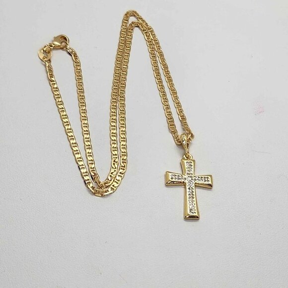 Brand New   Brazilian 18k Gold Filled Cross Necklace - Picture 4 of 4